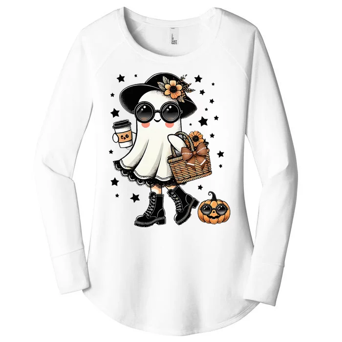 Cute Halloween For Women Halloween Ghost Coffee Women's Perfect Tri Tunic Long Sleeve Shirt