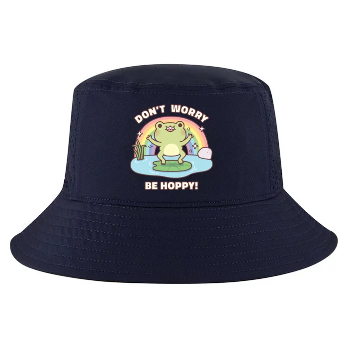 Cute Happy Frog Dont Worry Be Hoppy Funny Pun Quote Cool Comfort Performance Bucket Hat