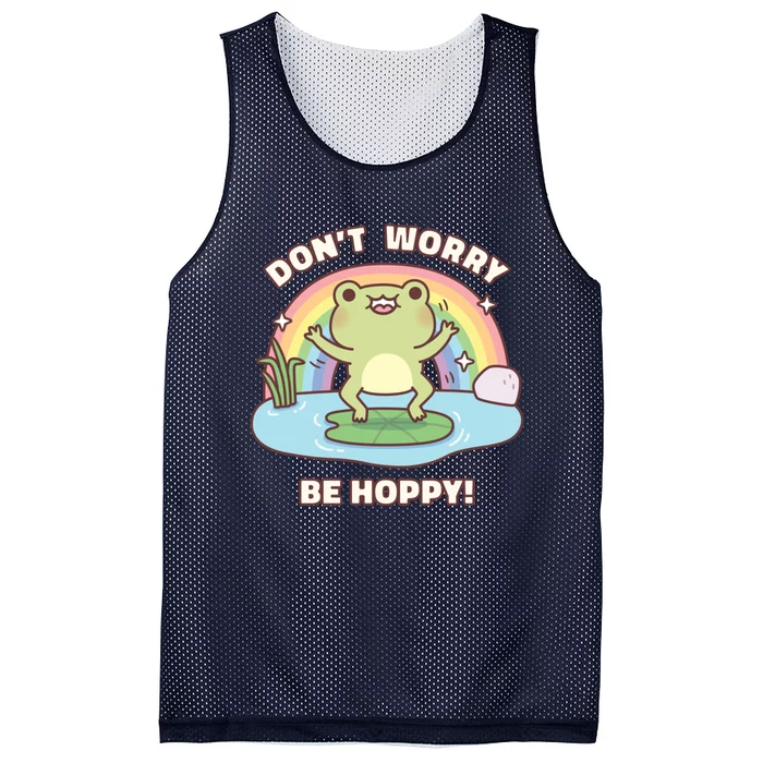 Cute Happy Frog Dont Worry Be Hoppy Funny Pun Quote Mesh Reversible Basketball Jersey Tank