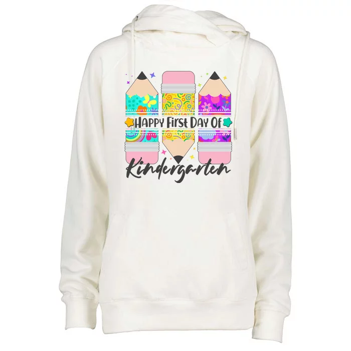 Cute Happy First Day Of Kindergarten Womens Funnel Neck Pullover Hood