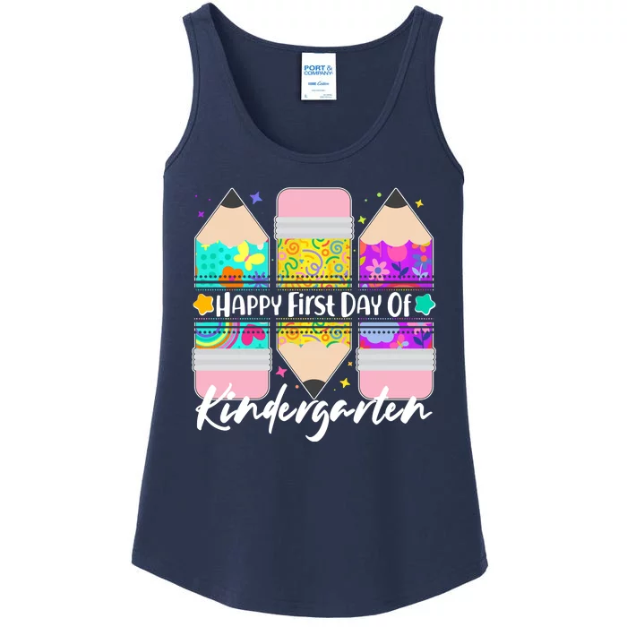 Cute Happy First Day Of Kindergarten Ladies Essential Tank