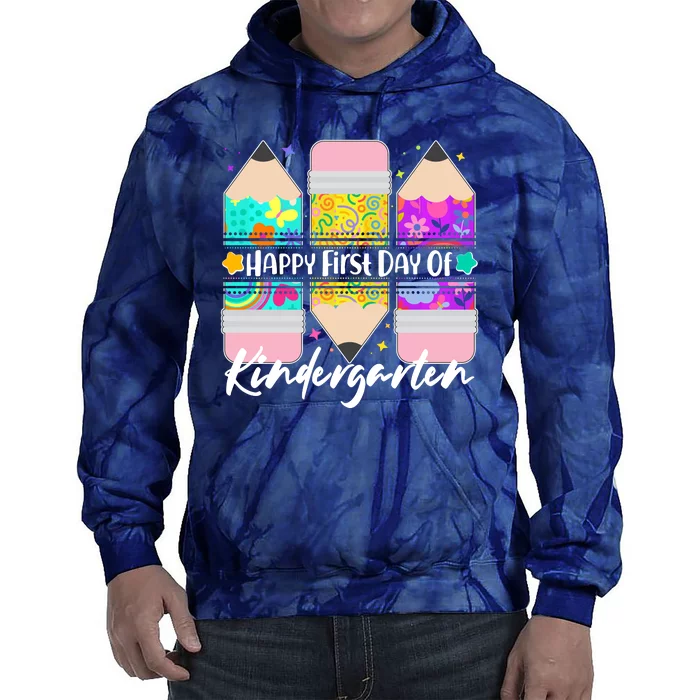 Cute Happy First Day Of Kindergarten Tie Dye Hoodie