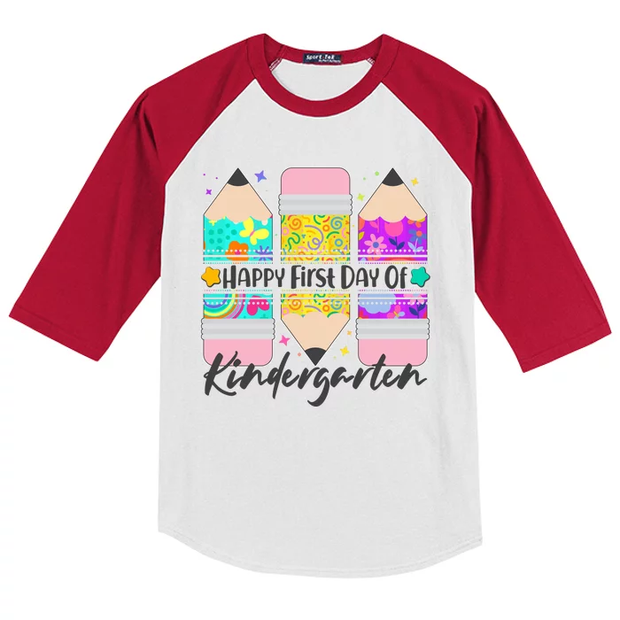 Cute Happy First Day Of Kindergarten Kids Colorblock Raglan Jersey