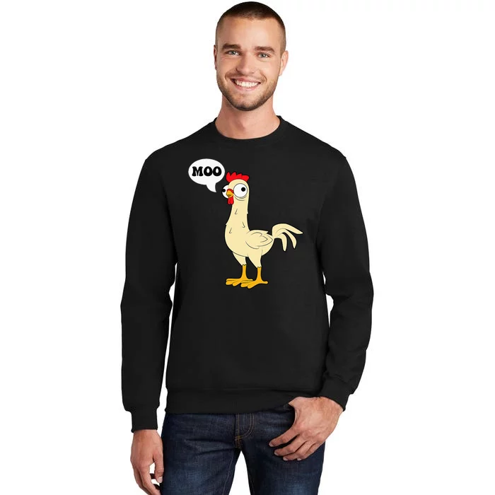 Chicken Hen Fowl Cow Funny Joke Dad Joke Tall Sweatshirt