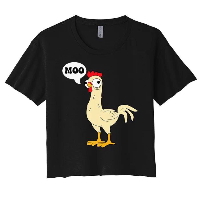 Chicken Hen Fowl Cow Funny Joke Dad Joke Women's Crop Top Tee