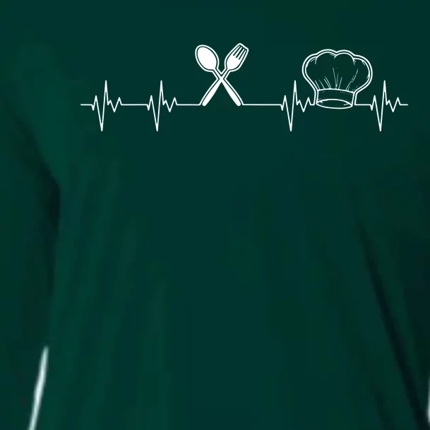 Chef Heartbeat Funny Culinary Chef Gift Cooking Lover Cooling Performance Long Sleeve Crew