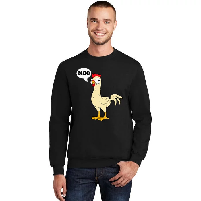 Chicken Hen Fowl Cow Funny Joke Dad Joke Tall Sweatshirt