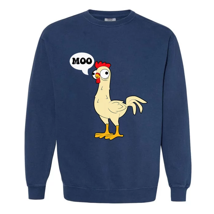 Chicken Hen Fowl Cow Funny Joke Dad Joke Garment-Dyed Sweatshirt