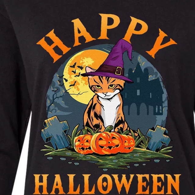 Cat Halloween For Women Costume Cat Pumpkin Womens Cotton Relaxed Long Sleeve T-Shirt