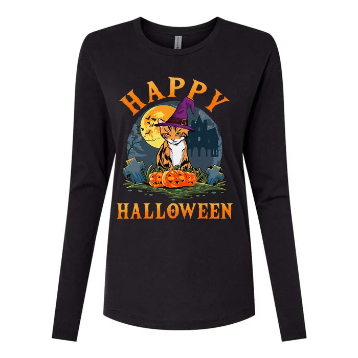 Cat Halloween For Women Costume Cat Pumpkin Womens Cotton Relaxed Long Sleeve T-Shirt