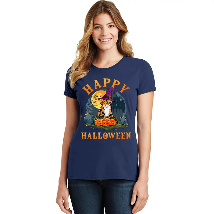 Cat Halloween For Women Costume Cat Pumpkin Women's T-Shirt