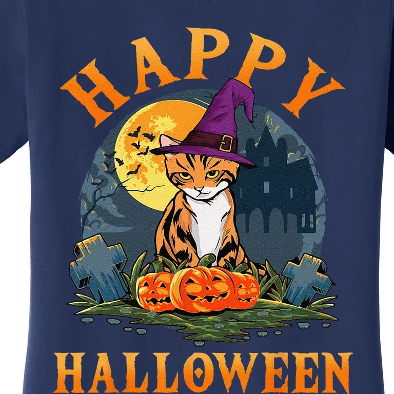 Cat Halloween For Women Costume Cat Pumpkin Women's T-Shirt