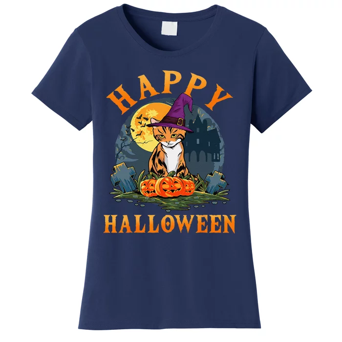 Cat Halloween For Women Costume Cat Pumpkin Women's T-Shirt