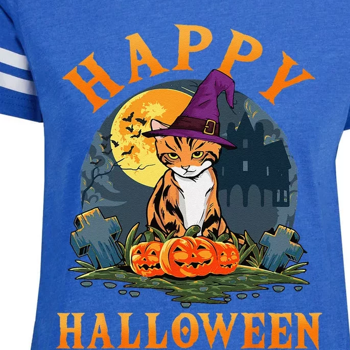 Cat Halloween For Women Costume Cat Pumpkin Enza Ladies Jersey Football T-Shirt