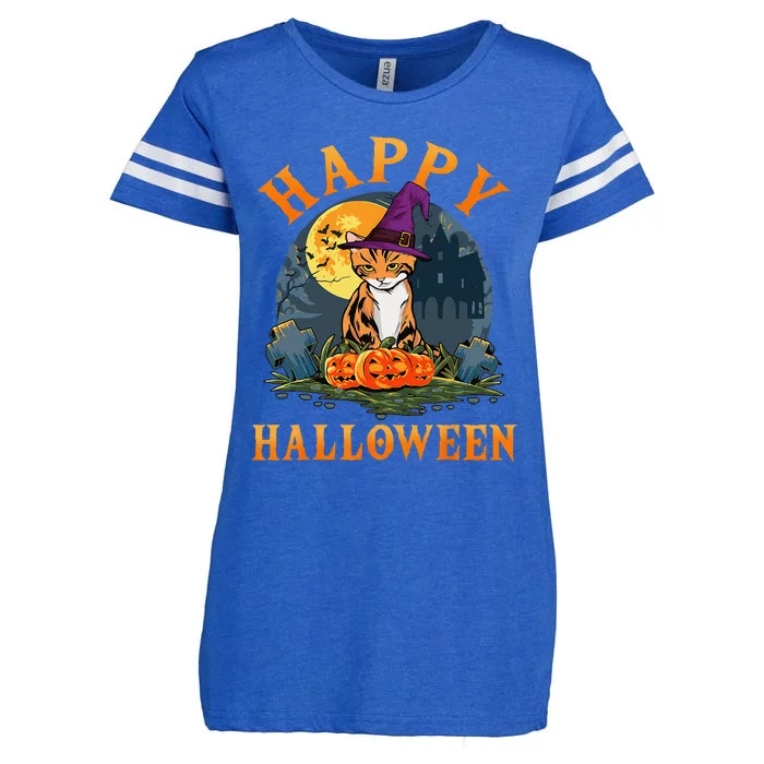 Cat Halloween For Women Costume Cat Pumpkin Enza Ladies Jersey Football T-Shirt