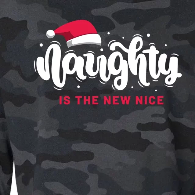 Christmas Holiday Funny Naughty Is The New Nice Gift Cropped Pullover Crew