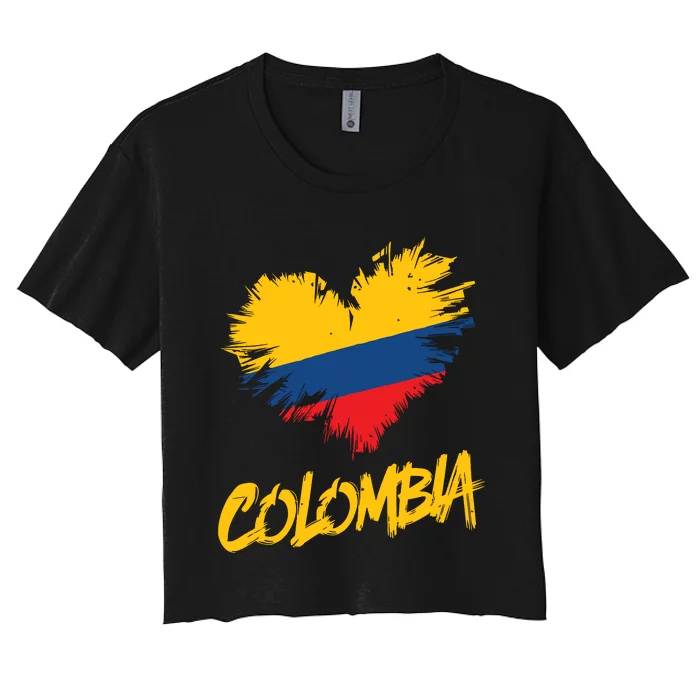 Colombia Heart Flag Women's Crop Top Tee