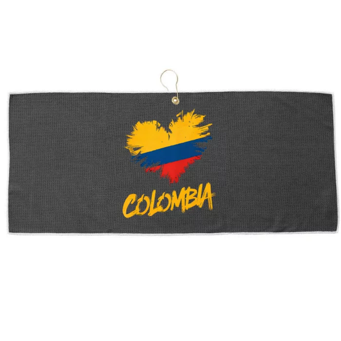 Colombia Heart Flag Large Microfiber Waffle Golf Towel