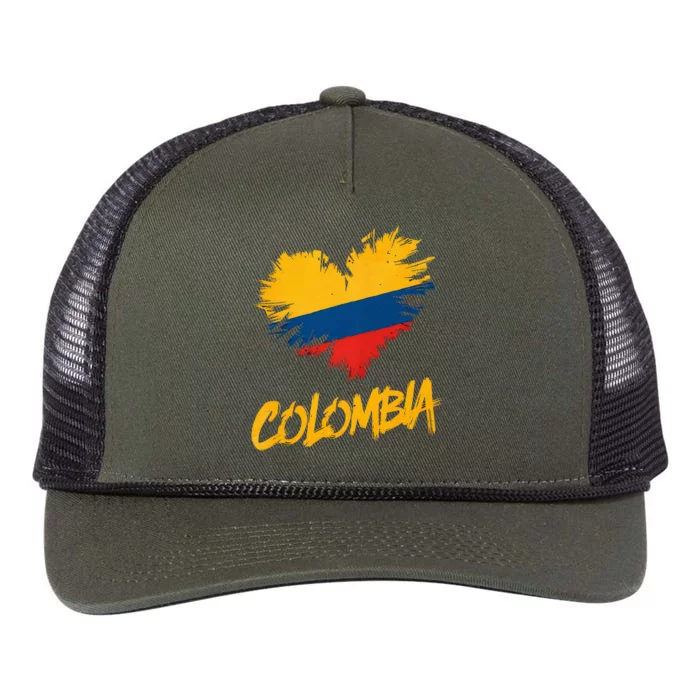 Colombia Heart Flag Retro Rope Trucker Hat Cap