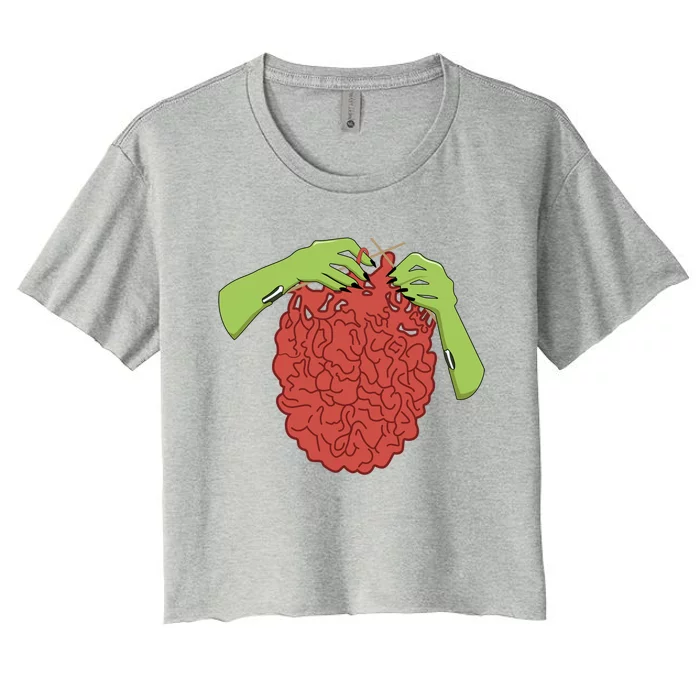 Crochet Heart Funny Crocheting Lover Yarn Gift Women's Crop Top Tee