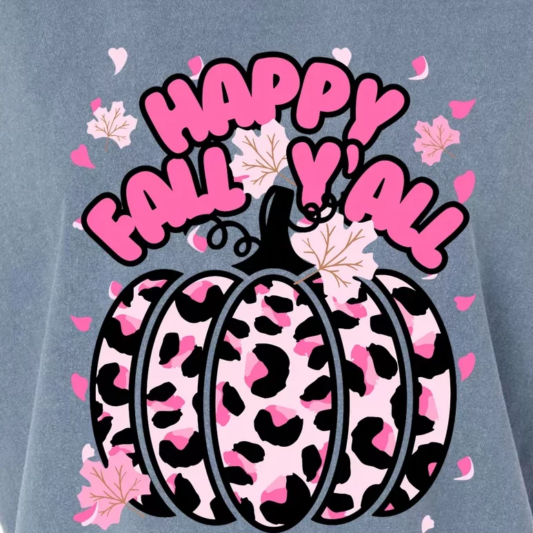 Cute Happy Fall Yall P.I.N.K. Cheetah Halloween Pumpkin Leaves Garment-Dyed Women's Muscle Tee