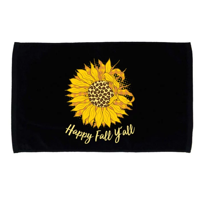 Cute Happy Fall Y'all Leopard Pattern Sunflower Microfiber Hand Towel