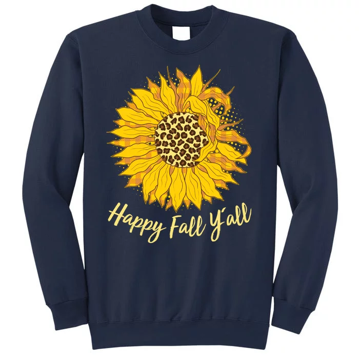 Cute Happy Fall Y'all Leopard Pattern Sunflower Sweatshirt