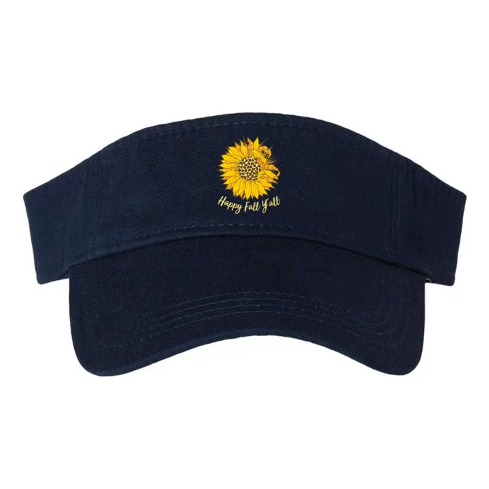 Cute Happy Fall Y'all Leopard Pattern Sunflower Valucap Bio-Washed Visor