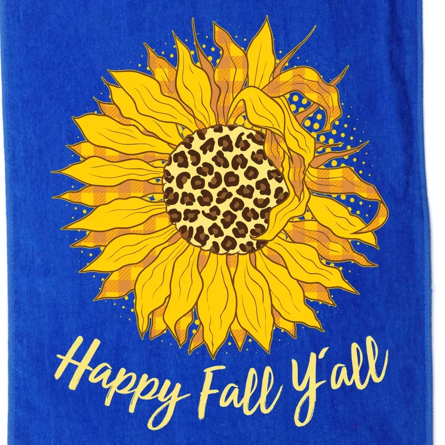 Cute Happy Fall Y'all Leopard Pattern Sunflower Platinum Collection Golf Towel