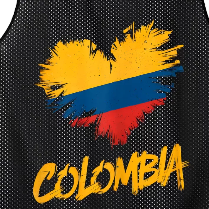 Colombia Heart Flag Mesh Reversible Basketball Jersey Tank