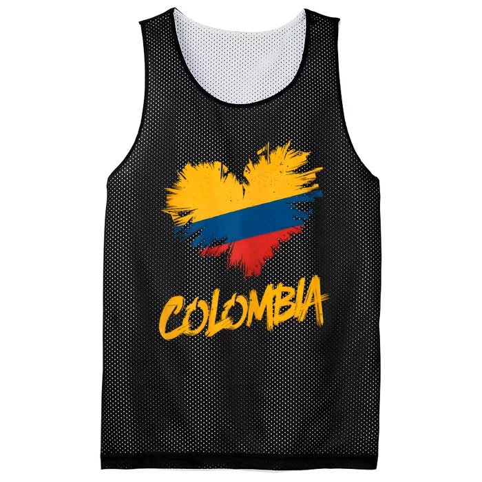 Colombia Heart Flag Mesh Reversible Basketball Jersey Tank