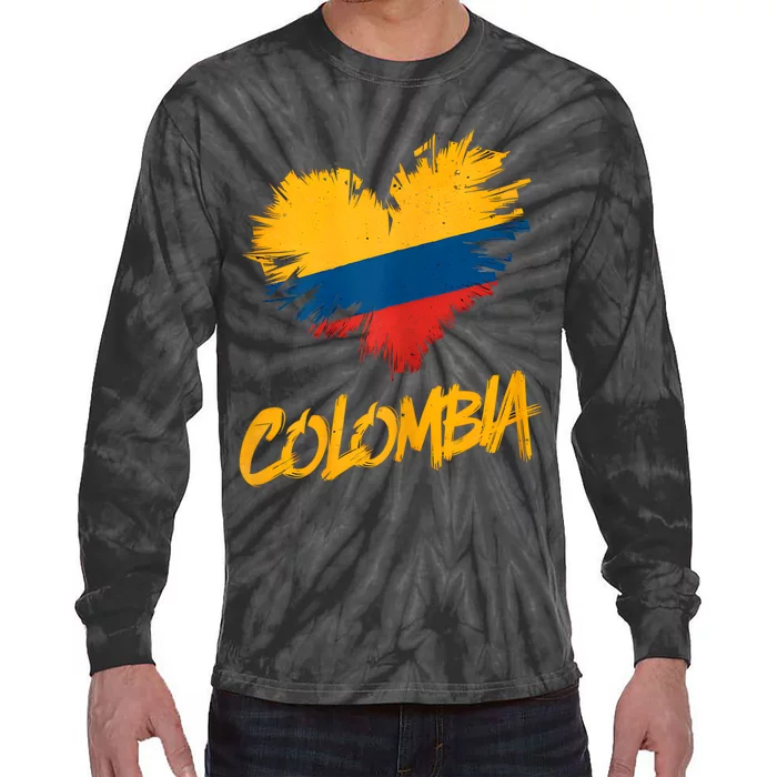 Colombia Heart Flag Tie-Dye Long Sleeve Shirt