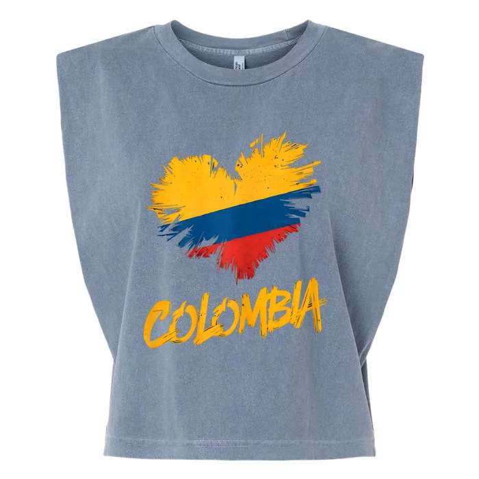 Colombia Heart Flag Garment-Dyed Women's Muscle Tee