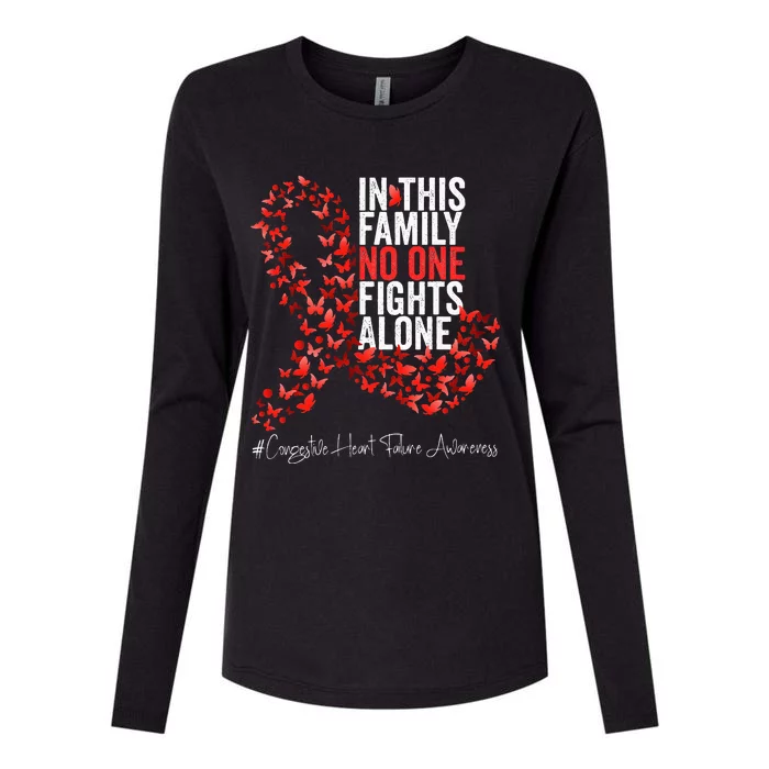 Congestive Heart Failure Awareness Month Red Ribbon Womens Cotton Relaxed Long Sleeve T-Shirt