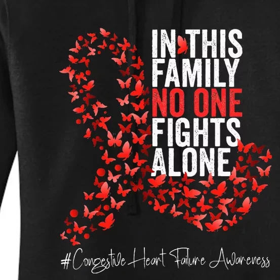 Congestive Heart Failure Awareness Month Red Ribbon Women's Pullover Hoodie