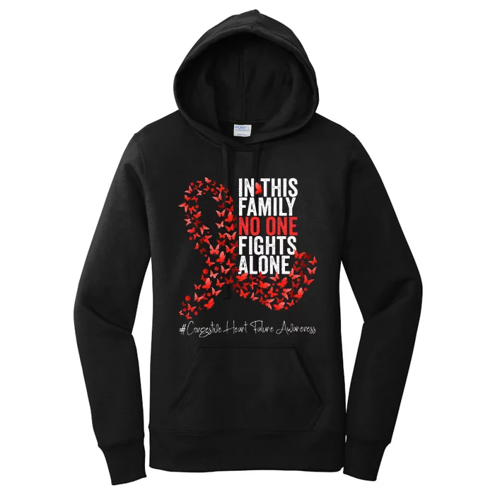 Congestive Heart Failure Awareness Month Red Ribbon Women's Pullover Hoodie