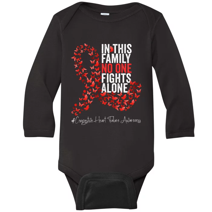 Congestive Heart Failure Awareness Month Red Ribbon Baby Long Sleeve Bodysuit