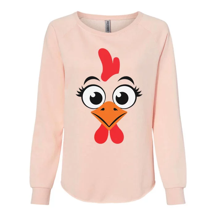 Chicken Hen Face Costume Gift Womens California Wash Sweatshirt