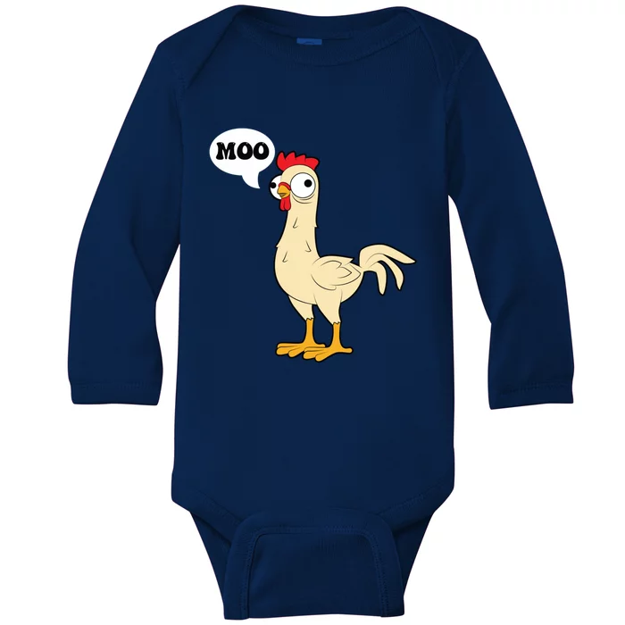 Chicken Hen Fowl Cow Funny Joke Dad Joke Great Gift Baby Long Sleeve Bodysuit