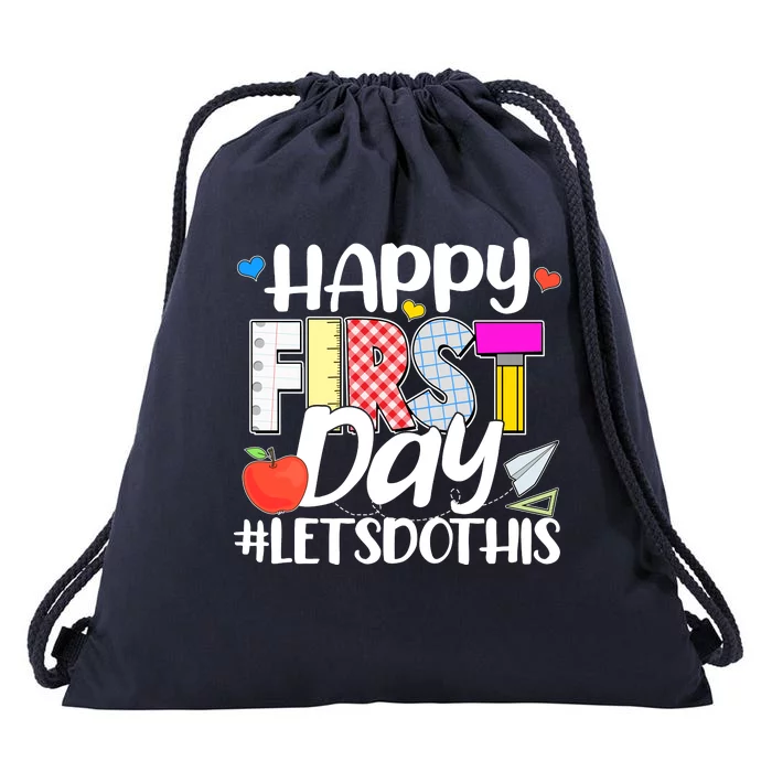 Cute Happy First Day #Lets Do This Drawstring Bag