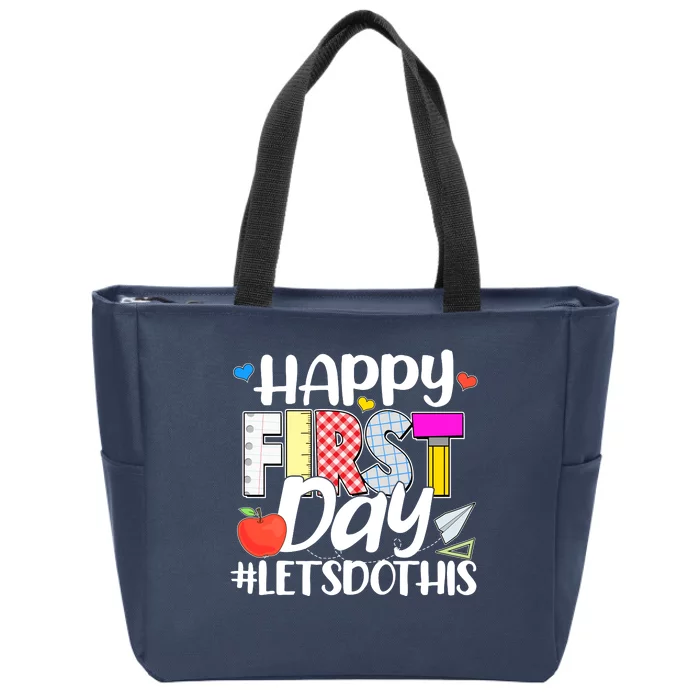 Cute Happy First Day #Lets Do This Zip Tote Bag