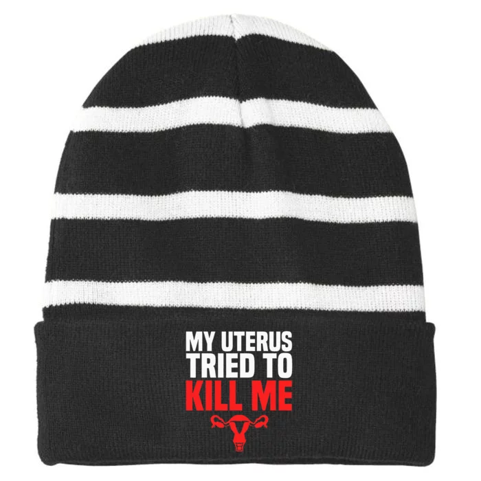 Cool Hysterectomy For Women Mom Post Surgery Recovery Humor Striped Beanie with Solid Band