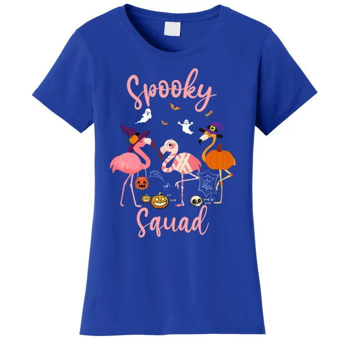 Cute Halloween Flamingos Witch Mummy Pumpkin Spooky Squad Meaningful Gift Women's T-Shirt