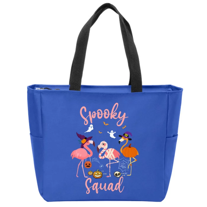 Cute Halloween Flamingos Witch Mummy Pumpkin Spooky Squad Meaningful Gift Zip Tote Bag