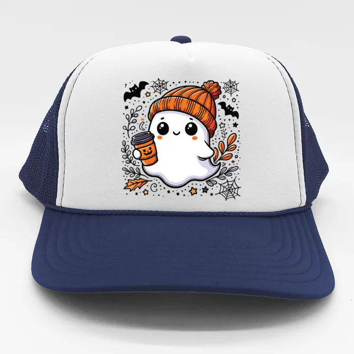 Cute Halloween For Women Halloween Ghost Coffee Women Trucker Hat