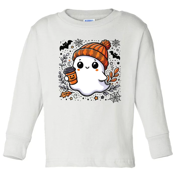 Cute Halloween For Women Halloween Ghost Coffee Women Toddler Long Sleeve Shirt