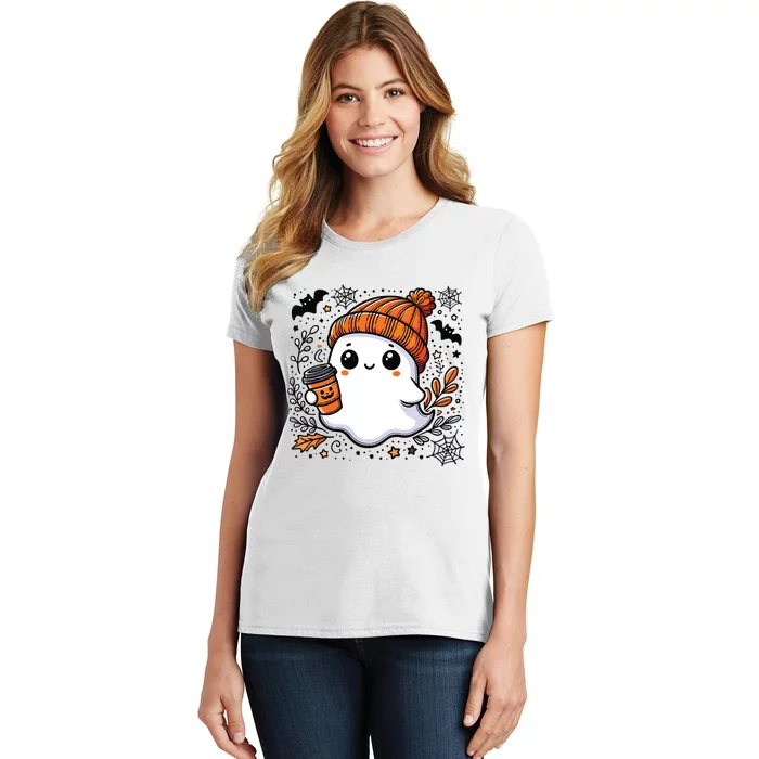 Cute Halloween For Women Halloween Ghost Coffee Women Women's T-Shirt