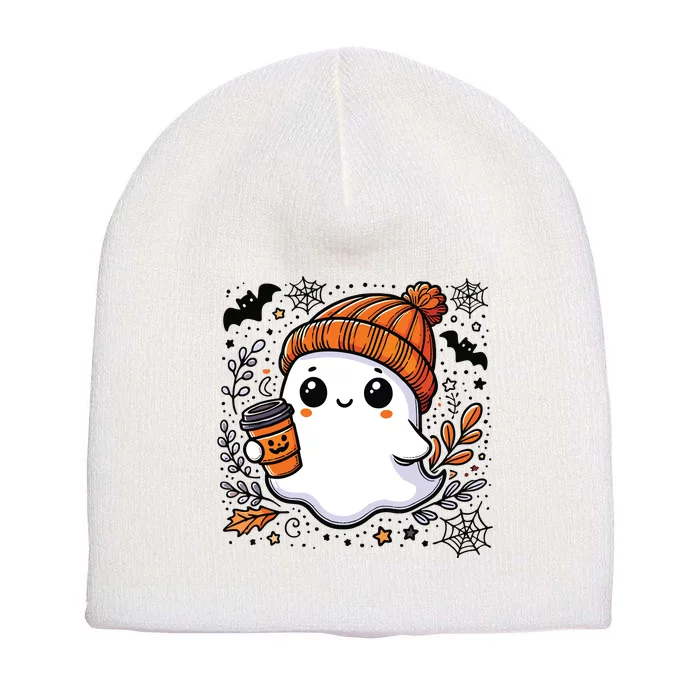 Cute Halloween For Women Halloween Ghost Coffee Women Short Acrylic Beanie