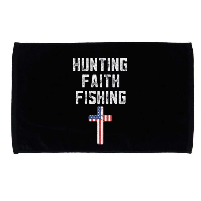 Cute Hunting Faith And Fishing Cross American Flag Patriotic Microfiber Hand Towel