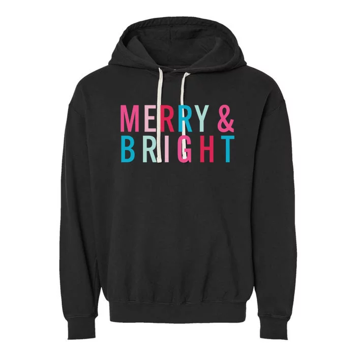 Christmas Holiday Graphic Merry And Bright Long Sleeve Garment-Dyed Fleece Hoodie